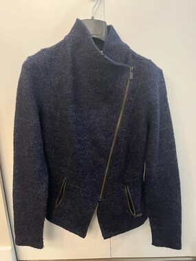 HALOGEN Knit Moto Jacket, Navy, XS